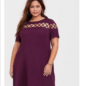 Torrid Purple Lattice Cutout Dress Size 2x (18-20)